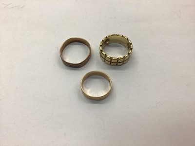 Lot 696 - Two 9ct gold wedding rings and 14ct gold ring