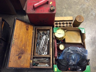 Lot 471 - Four tool boxes, together with petrol can and box of meters / tools