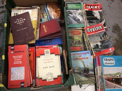 Lot 469 - Ephemera including road maps, postcards, 1950s/60s Trains Illustrated