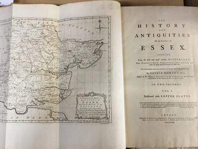 Lot 383 - Books - two volumes, The History And Antiquities Of the County of Essex, by Philip Morant, half calf bound