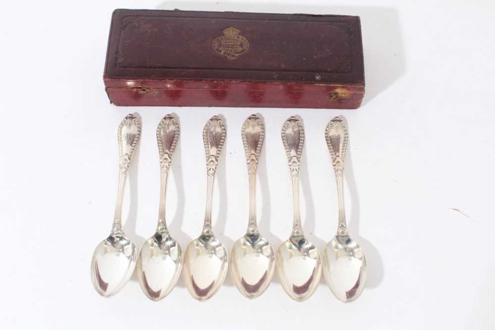 Lot 73 - Set of six Victorian Glasgow silver spoons in original leather covered box