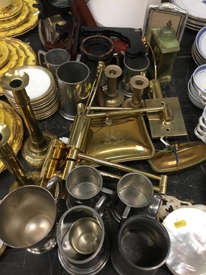 Lot 158 - Metalwares, together with Chinese hardstone carvings, pewter tankards and sundries