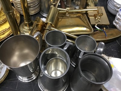 Lot 158 - Metalwares, together with Chinese hardstone carvings, pewter tankards and sundries