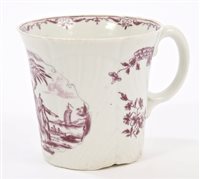 Lot 263 - 18th century Worcester feather-moulded coffee...