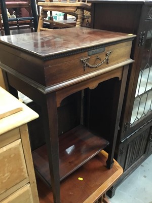 Lot 924 - 1930 mahogany canteen table with plated table service on taper legs