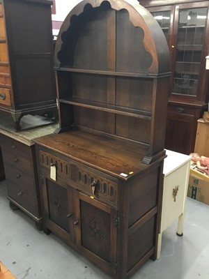 Lot 933 - Oak dresser with domed top back ,two shelves, two drawers and two cupboards below 91 cm wide, 178 cm high