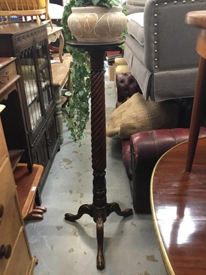 Lot 935 - Victorian mahogany torchère with spiral twist column and tripod base