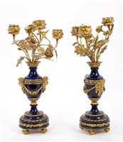 Lot 267 - Pair late 19th century blue Sèvres-style...