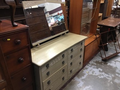 Lot 950 - Limed oak dressing table with eight drawers and mirror above