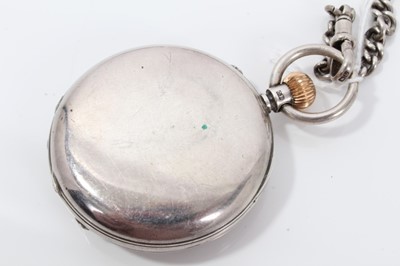 Lot 181 - Late Victorian Silver half hunter pocket watch and chain