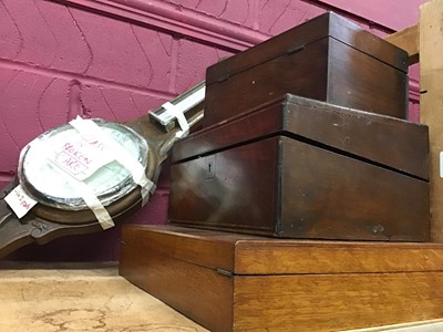 Lot 536 - A writing slope and two other boxes together with a barometer