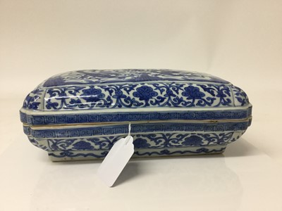 Lot 1 - Chinese blue and white ‘Dragon’ box and cover, Wanli six-character mark