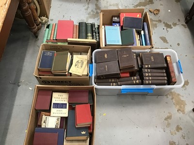 Lot 99 - Five boxes of assorted books, 19th and later to include some decorative bindings, various subjects