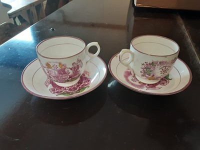 Lot 261 - Victorian pink lustre teaset comprising six cups and six saucers, plus other lustre items