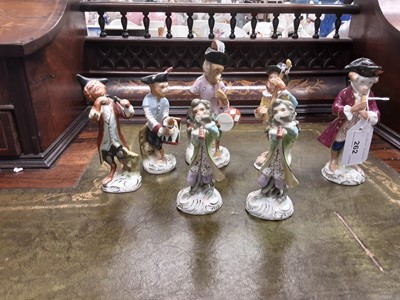 Lot 262 - Collection of Meissen style porcelain monkey band figures (15)
