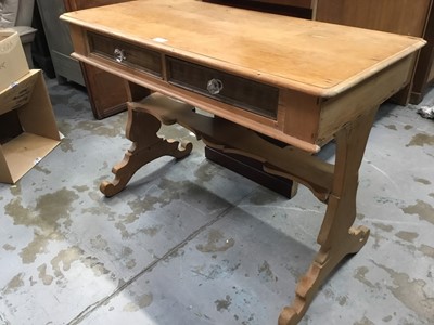 Lot 958 - Victorian pine washstand with two drawers with glass handles on shaped end standards 101cm