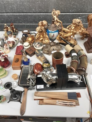 Lot 265 - Collection of trinket boxes, pair of opera glasses and sundries