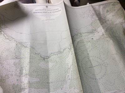 Lot 447 - Group nautical maps, rulers, car badge and mascot, road maps and stamps