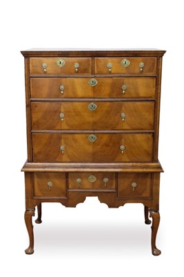 Lot 633 - Early 18th century walnut chest on stand