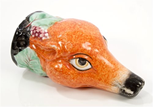 Lot 280 - 19th century French porcelain fox mask stirrup...