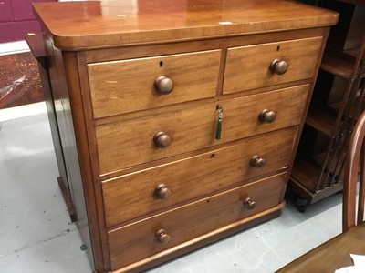 Lot 968 - Victorian mahogany chest of two short and three long graduated drawers with bun handles 102 cm wide, 105 cm high, 46.5 cm