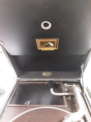 Lot 271 - HMV wind up portable gramophone in black case
