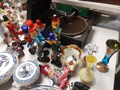 Lot 272 - Collection of Murano glass clowns and other coloured glassware