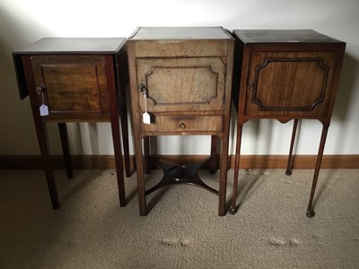 Lot 977 - Georgian mahogany bedside club are, another similar with single drawer and an Edwardian mahogany version (3)