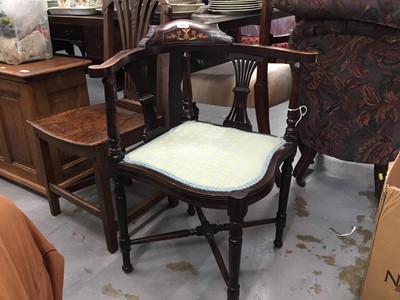 Lot 998 - Edwardian inlaid mahogany corner chair on turned legs