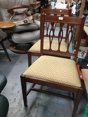 Lot 1001 - Pair inlaid mahogany dining chairs