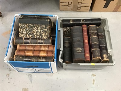 Lot 97 - Two boxes of mostly 19th century French leather bound hardback books