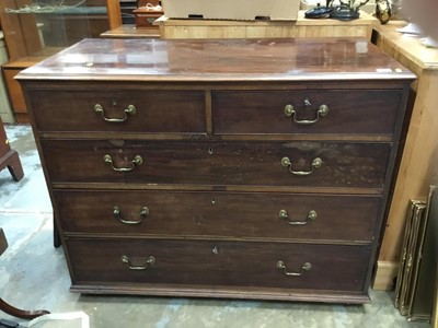 Lot 982 - Georgian mahogany chest of two short and three long graduated drawers with gilt brass swan neck handles