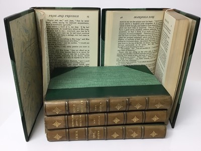 Lot 382 - Jane Austen, 5 volumes, Robert Riviere & Son, half gilt green calf