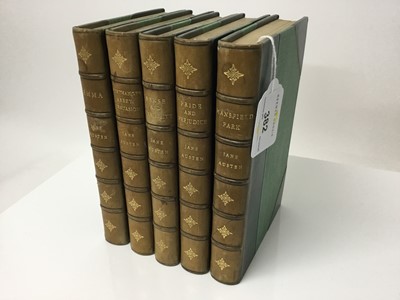 Lot 382 - Jane Austen, 5 volumes, Robert Riviere & Son, half gilt green calf