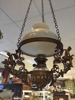 Lot 206 - Three late Victorian hanging oil lamps