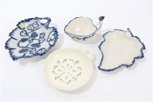 Lot 288 - Unusual 18th century Wedgwood leaf-shaped blue...