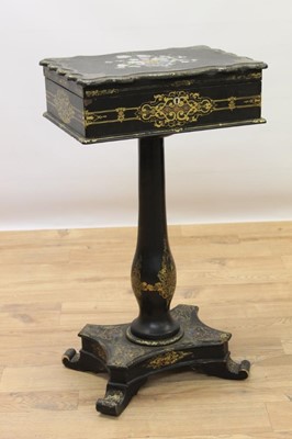 Lot 717 - Victorian mother of pearl inlaid black lacquer work table