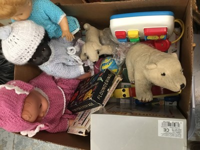 Lot 113 - Box of assorted dolls and toys