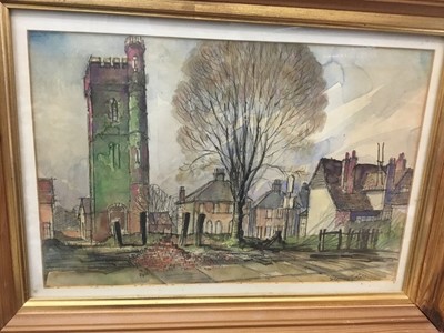 Lot 220 - Stanley G. Robbins (mid 20th century) watercolour - Epping, titled verso, framed