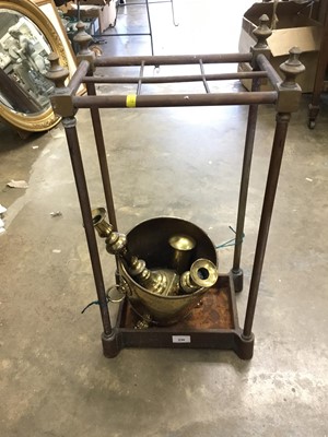 Lot 230 - Victorian style brass umbrella/stick stand and other brassware