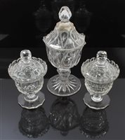 Lot 293 - Pair George IV cut glass sweet urns and covers...