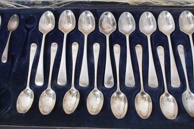 Lot 90 - Edwardian silver Old English pattern spoon collection to include egg, tea and coffee spoons with engraved monograms mostly (London 1903)
