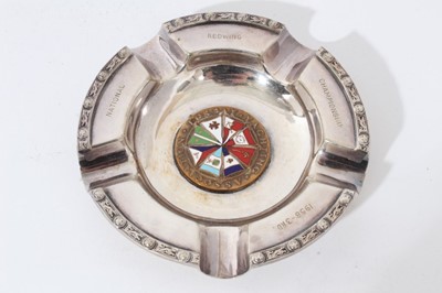 Lot 93 - George V silver pin dish of circular form with enamelled badge and inscription the Royal Western Yacht Club (Birmingham 1929)