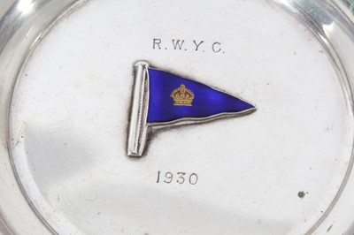 Lot 93 - George V silver pin dish of circular form with enamelled badge and inscription the Royal Western Yacht Club (Birmingham 1929)