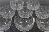 Lot 296 - Eight Victorian etched glass finger bowls with...