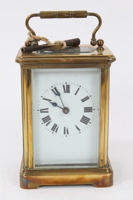Lot 212 - Edwardian brass cased carriage clock in original travelling case