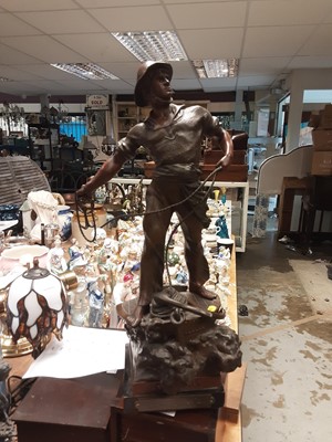 Lot 280 - Large spelter figure of a fisherman