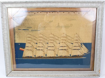 Lot 322 - Late 19th / early 20th century woodwork picture of a ship