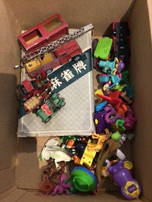 Lot 240 - Vintage Mah Jong set in case, and other toys including Matchbox, Corgi and MacDonalds