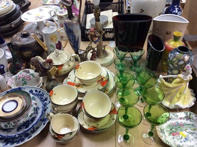 Lot 331 - Hummel lamp, Satsuma covered pot, other ceramics and glassware